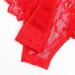 Teddy su raiščiu, nėrinių detalėmis ir raudonomis juostelėmis L/Xl
