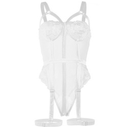 Teddy Com Ligas Detalhe Tiras Peito Branco L/Xl