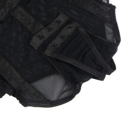 Teddy med Strømpebånd Detalje Stropper Bryst Sort L/Xl