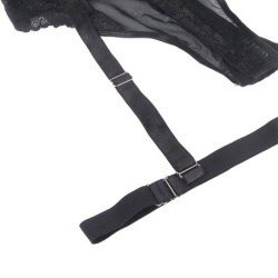 Teddy con giarrettiera dettaglio fasce petto nero S/M