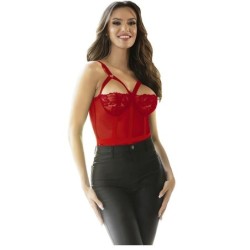 Teddy Com Ligas Detalhe Tiras Peito Vermelho L/Xl