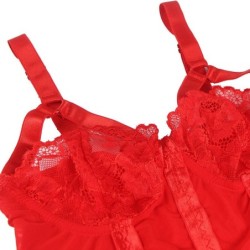 Teddy su raudonu diržų akcentu krūtinės srityje su kojų apraišais S/M
