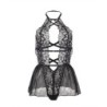 Teddy Collaret Halter Esquena Descoberta Encaix Negre L/Xl