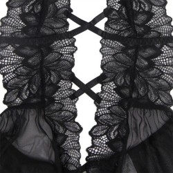 Teddy Collaret Halter Esquena Descoberta Encaix Negre L/Xl