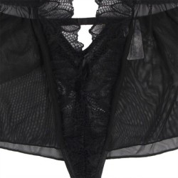 Teddy Scollo Halter Schiena Scoperta Pizzo Nero S/M