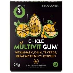 Multivit Chewing-gum Vitamine C, H, D, Bêta-carotène, Lycopène et Thé Vert 10 Unités