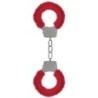 Algemas Com Pelúcia Pleasure Furry Handcuffs Vermelhas
