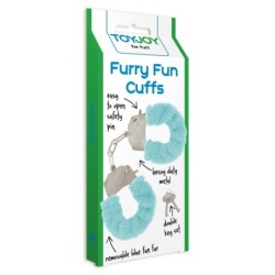 Minkšti, pūkuoti šviesiai mėlyni antrankiai Furry Fun Toyjoy
