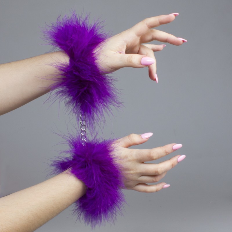 Secret Play Purple Marabou Feather Cuffs Secret Play Purple Marabou Feather Cuffs