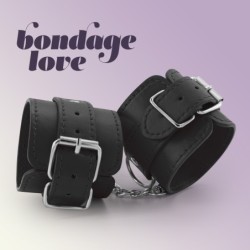 Черни кожени белезници Bondage Love Crushious