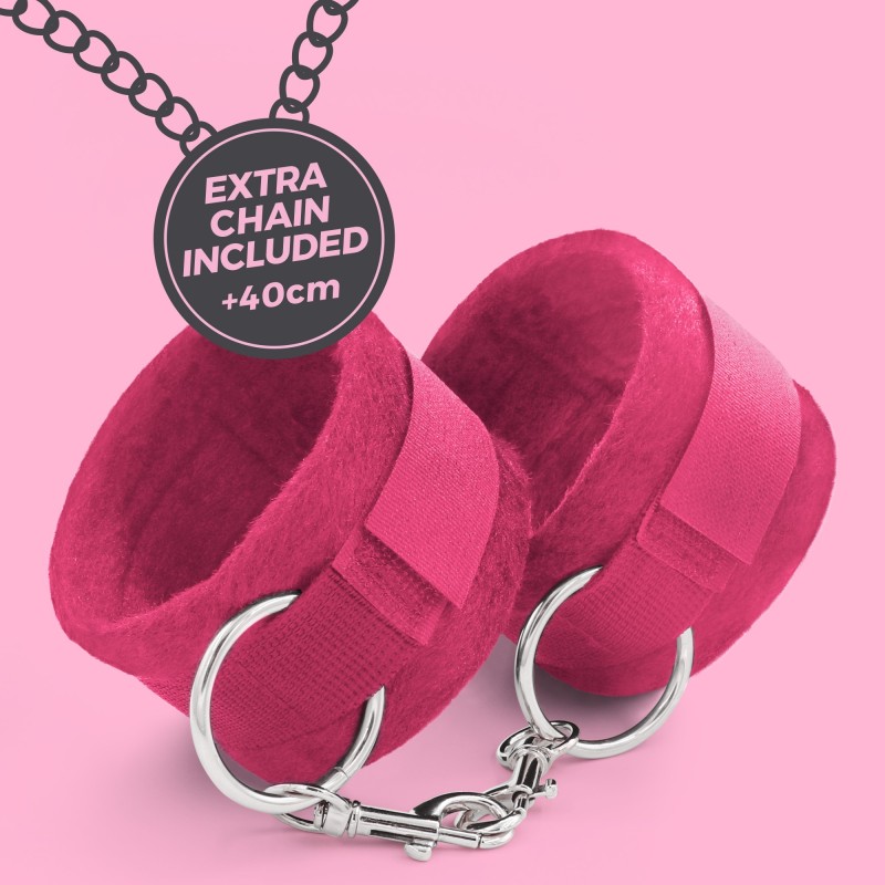 Esposas De Velcro Tough Love Con Cadena De 40Cm Extra Crushious Rosa