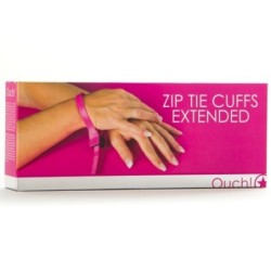 Manette usa e getta in plastica Ouch! Zip Tie Cuffs Extended Rosa