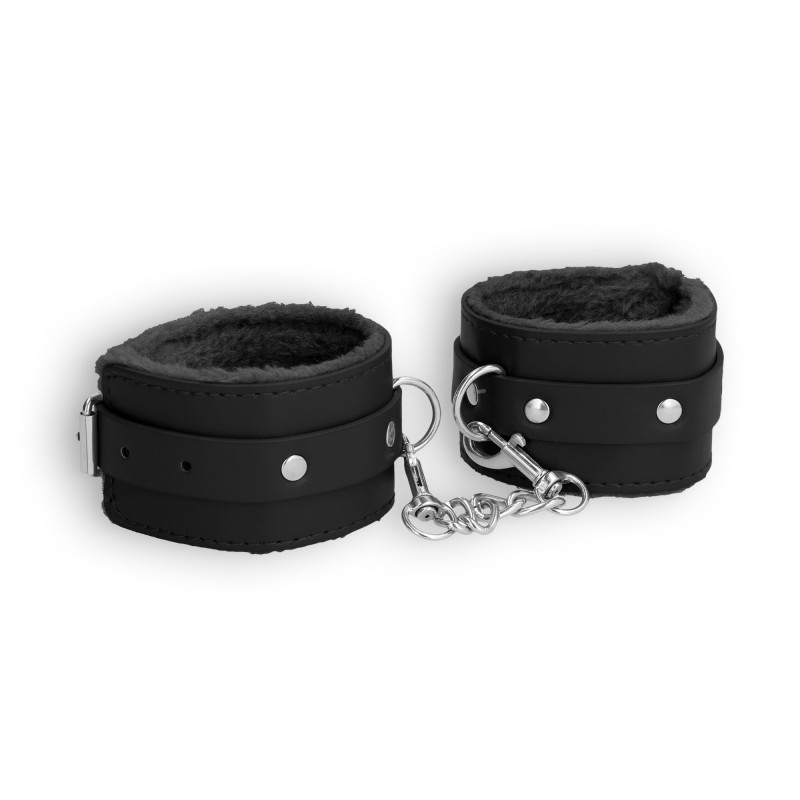 Esposas Ouch! Plush Leather Wrist Cuffs Negras