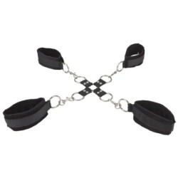 Ouch! Black Velcro Hand And Leg Cuffs Doll And Ankle Restraints