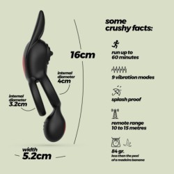 Dubbel Vibrerande Penisring med Fjärrkontroll Dingo Crushious