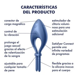 Anel Vibratório Bullseye Com App Satisfyer Azul