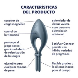 Anel Vibratório Bullseye Com App Satisfyer Azul Escuro