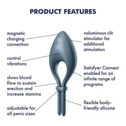 Anel Vibratório Bullseye Com App Satisfyer Azul Escuro