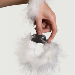 Manette di Metallo con Piume Bianche
