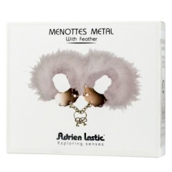 Algemas de Metal com Penas Branco