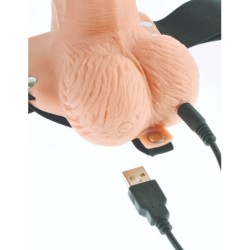 Arreio Com Dildo Oco Recarregável 6" Hollow Rechargeable Strap-On Com Controlo Remoto Fetish Fantasy Series