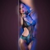 Body v čipke Cr-4212 Čierna a modrá 40 L