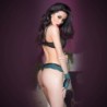 Body v čipke Cr-4212 Čierna a modrá 40 L
