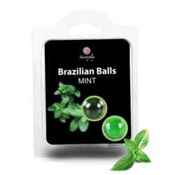 Billes Lubrifiantes Baisables Brazilian Balls Goût Menthe 2 X 4Gr