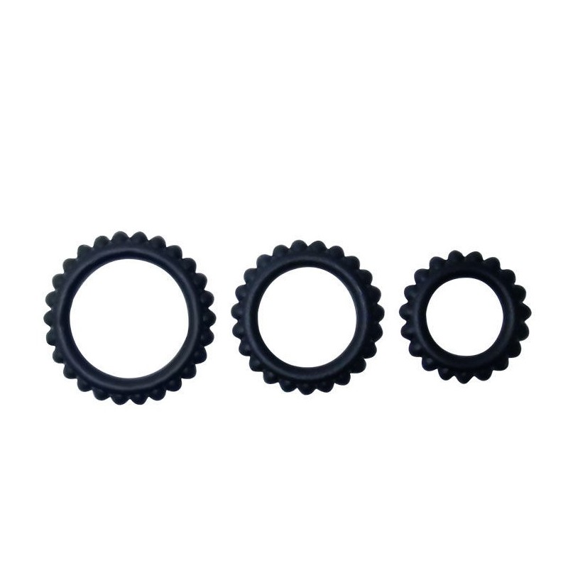 Titan Set 3 Pcs varpos žiedų rinkinys, juodas, 2,8 + 2,4 + 1,9 cm