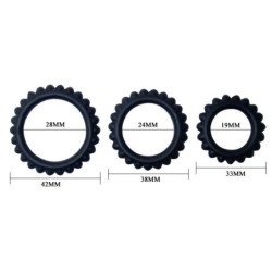 Titan Set 3 ks Cock Ring Black 2.8 + 2.4 + 1.9 Cm
