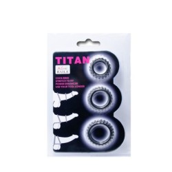 Titan Sæt 3 Stk. Penisring Sort 2,8 + 2,4 + 1,9 Cm