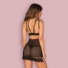 Babydoll ja Allastia stringit Obsessive Musta 40-42 L/XL