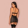 Obsessive Basitta must pitsiline stringidega komplekt 36-38 S/M