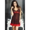 Babydoll e Perizoma Cr-3170 Nera a Pois Rossi 36-38 S/M