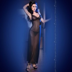 Babydoll E Tanga Cr-4115 Preta 42 XL