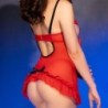 Babydoll en String Cr-4832 Rood Chilirose 40-42 L/XL
