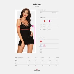 Babydoll Un Tanga Diyosa Obsessive Melnā krāsā 40-42 L/XL