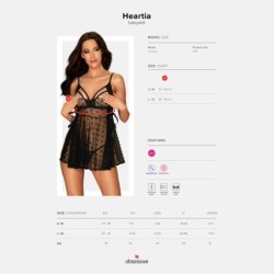 Babydoll In Tangice Heartia Obsessive Črna 36-38 S/M