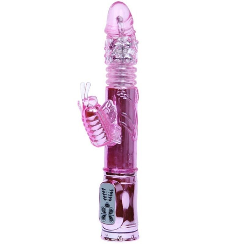 Polnilni Vibrator z Rotacijo in Stimulatorjem Throbbing Butterf