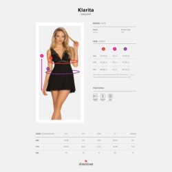Babydoll ja Klarita stringit Obsessive Musta 40-42 L/XL