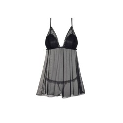 Babydoll a tangá Lauren čierna Beauty Night Fashion 36-38 S/M