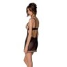 Babydoll Et String Marine Beige Devil Collection Passion 40-42 L/XL