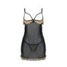 Babydoll Et String Marine Beige Devil Collection Passion 40-42 L/XL