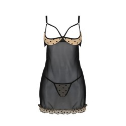 Babydoll en Marine String Beige Devil Collection Passion 36-38 S/M