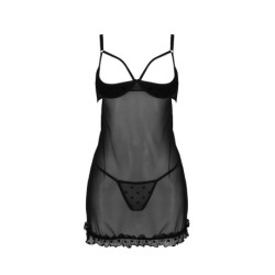 Babydoll Et String Marine Noir Devil Collection Passion 40-42 L/XL