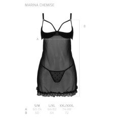 Babydoll Et String Marine Noir Devil Collection Passion 40-42 L/XL