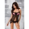 Babydoll ja Praline Stringit Musta Devil Collection Passion 40-42 L/XL