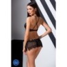 Babydoll e Tanga Yona Preto Passion 44-46 XXL/3XL