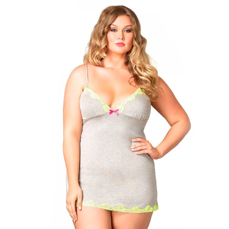 Babydoll Leg Avenue Seraphina Голям Размер Сив 42-44 XL/XXL