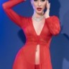Babydoll in tangice Cr-4421 rdeče 42 XL